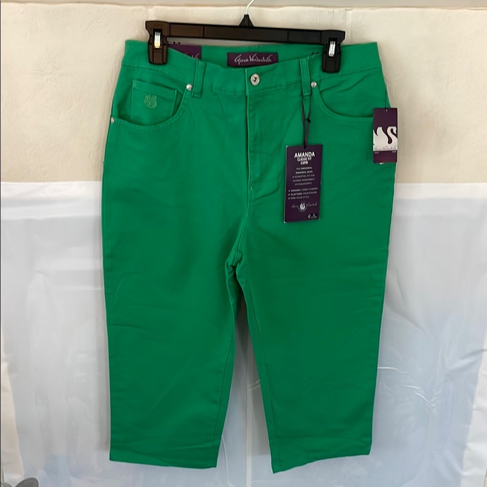 Gloria Vanderbilt Green Flat Front Shorts